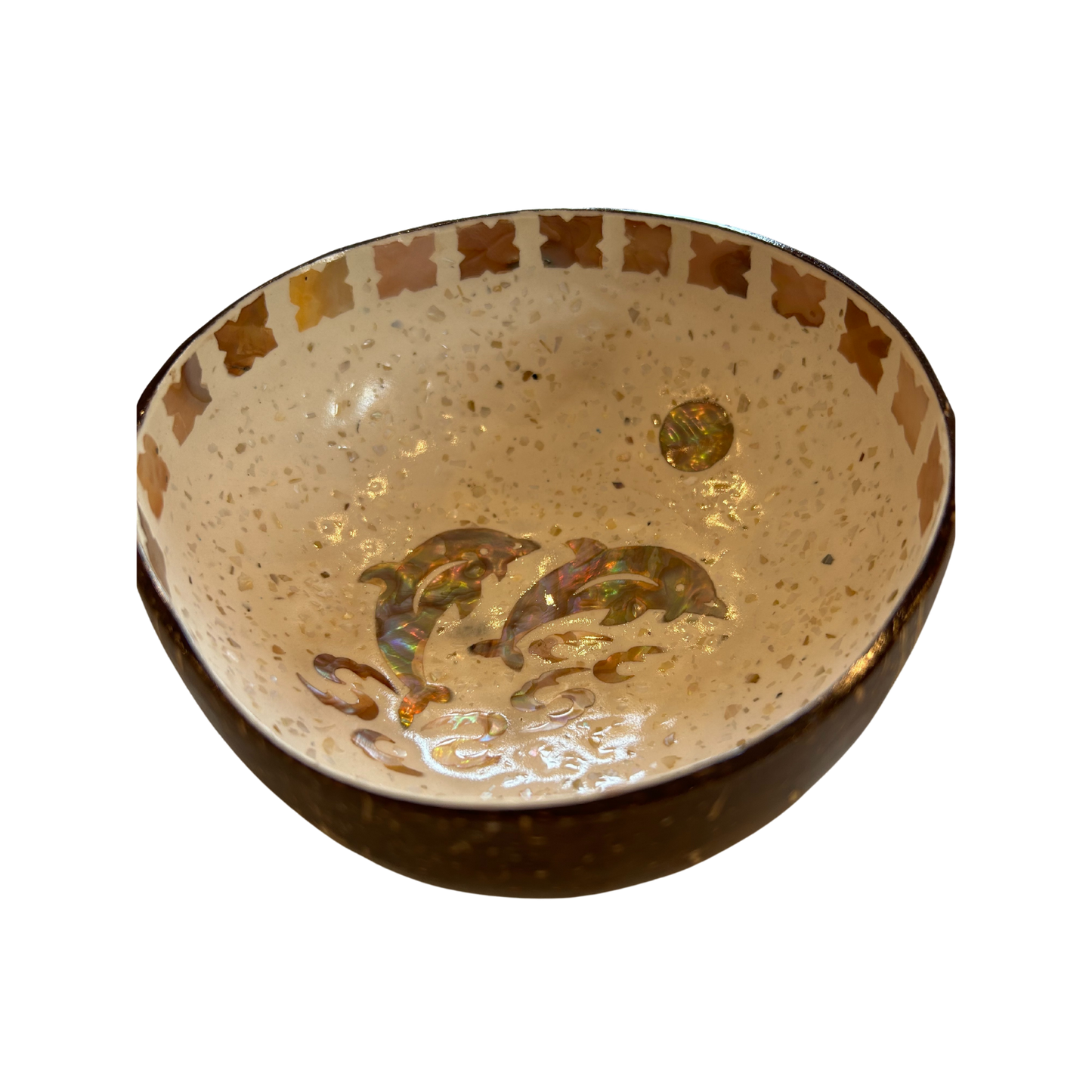 Kokosnussschale Perlmutt Delfin