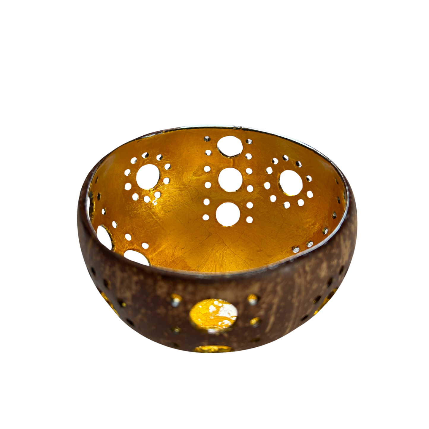 Kokosnuss-Kerzenhalter Gold