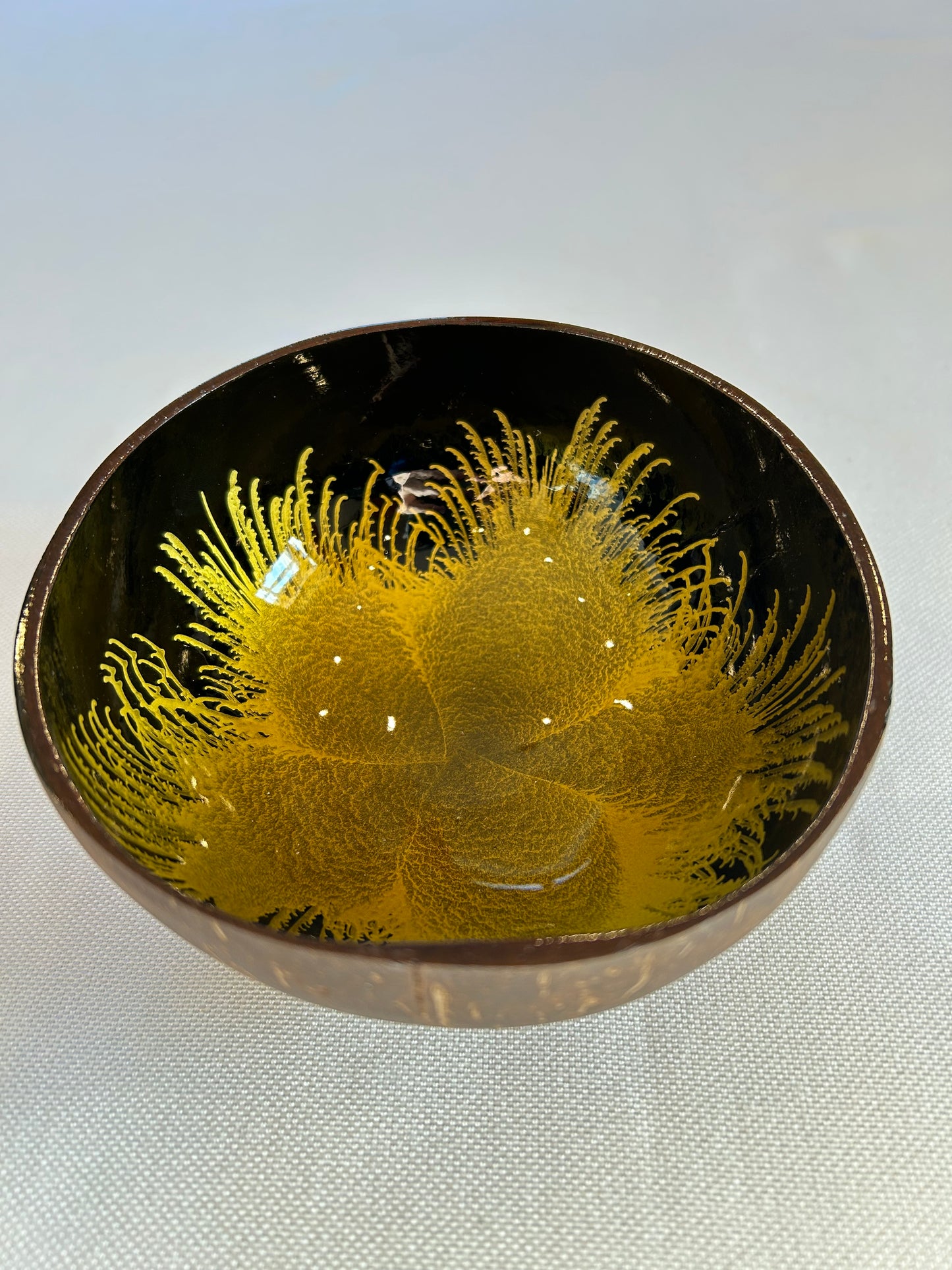 Kokosnussschale Feder gelb