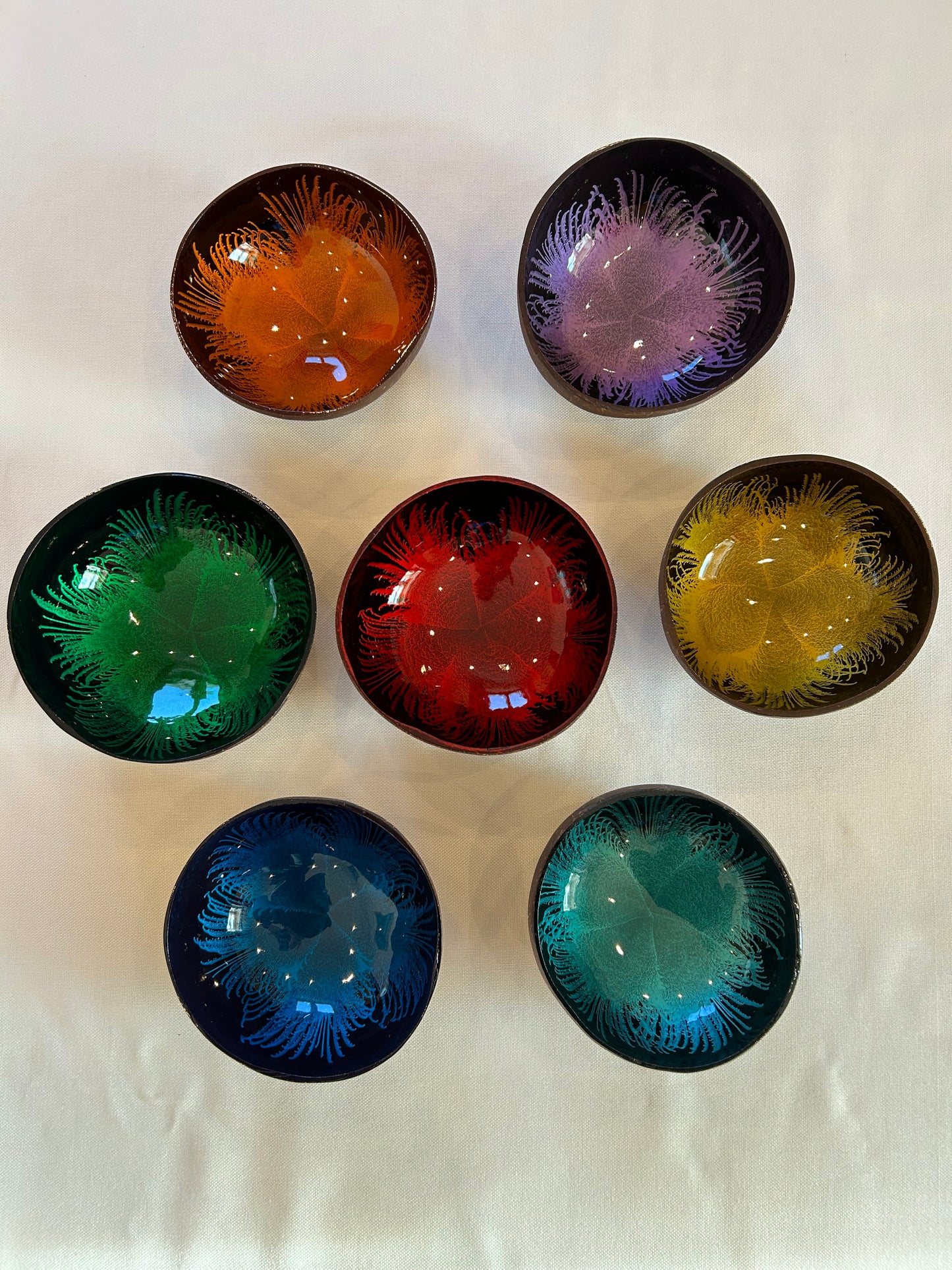 Kokosnussschale Feder blau