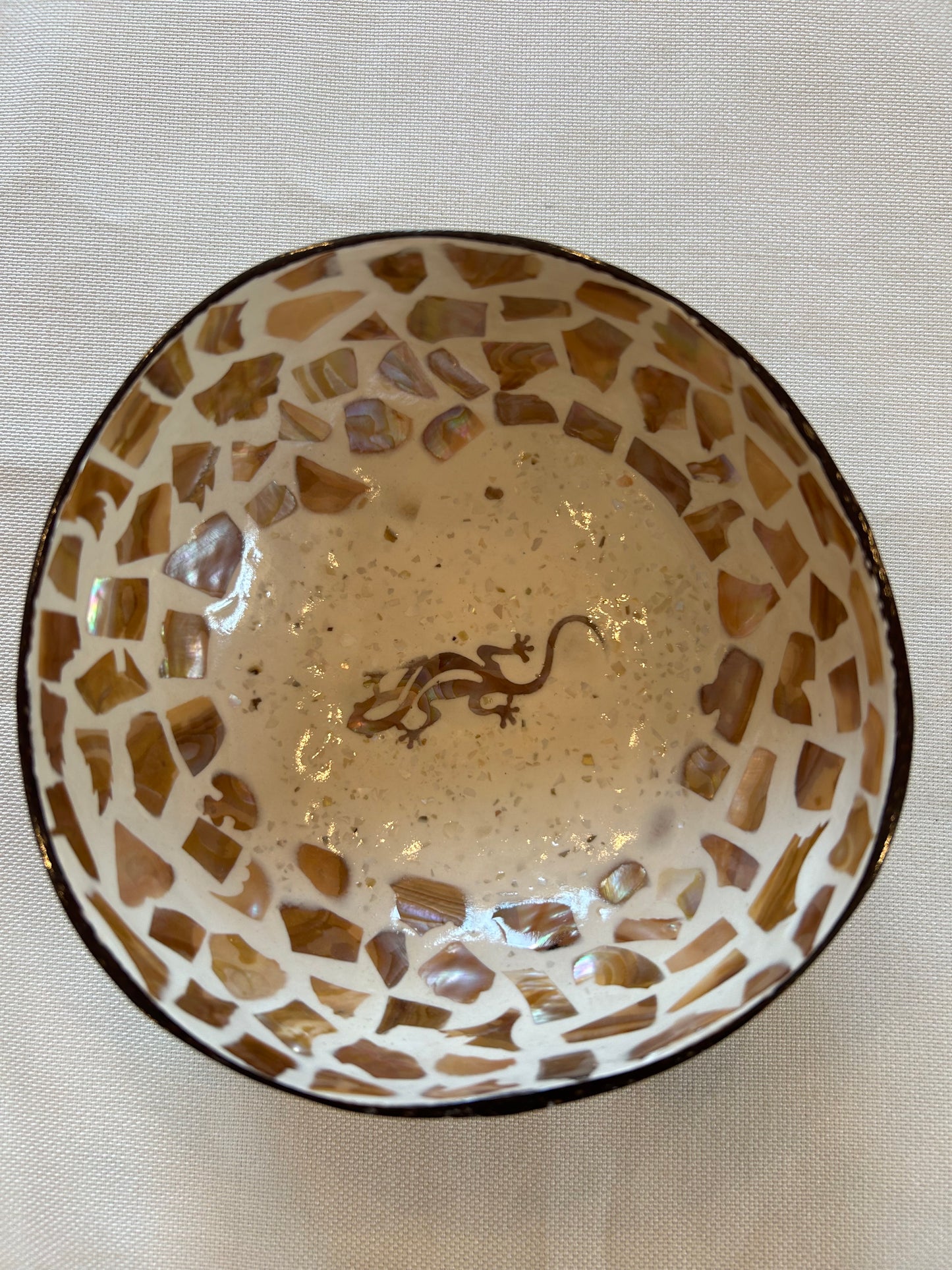 Kokosnussschale Perlmutt Gecko