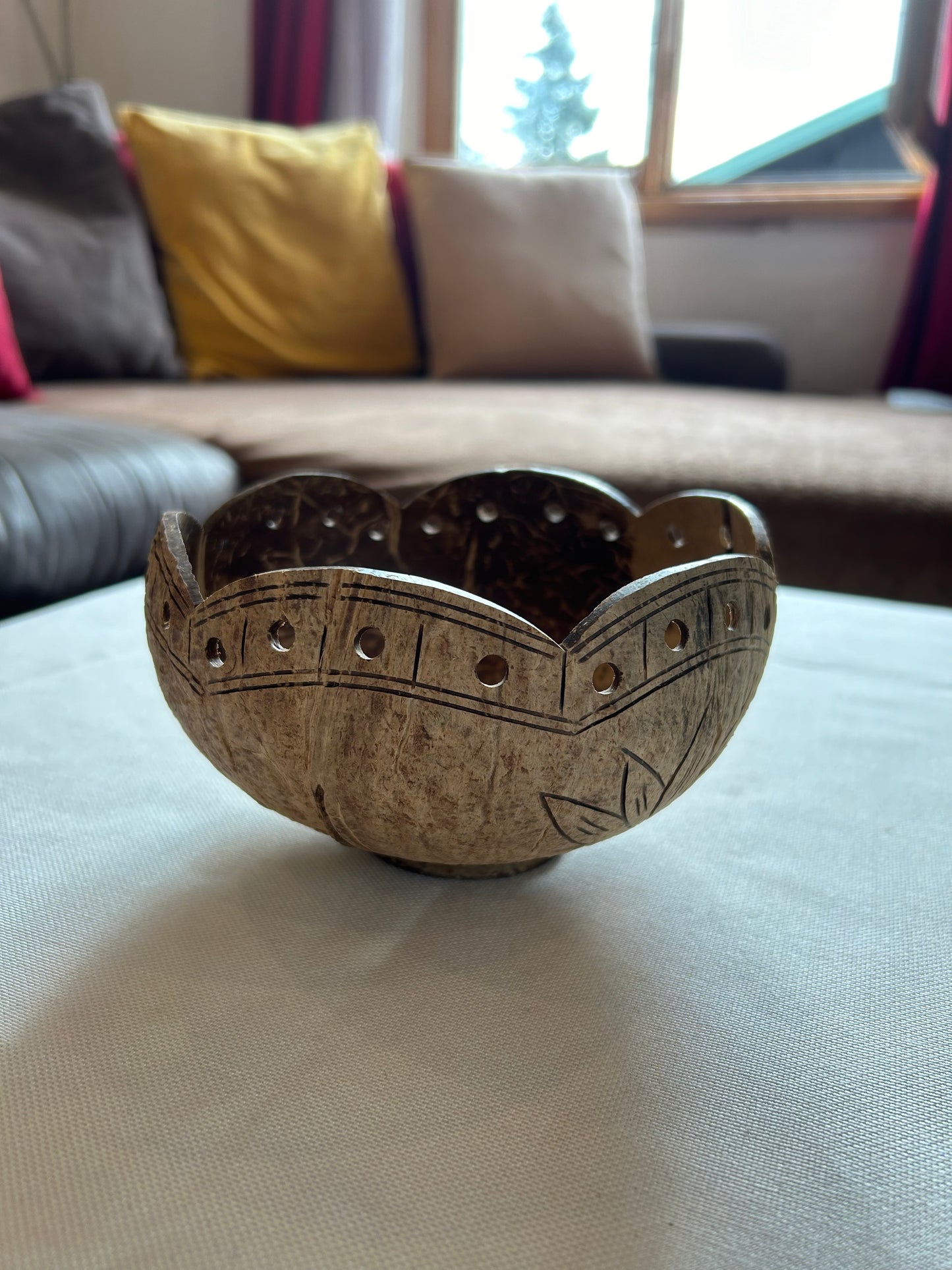 Kokosnuss-Kerzenhalter Natur