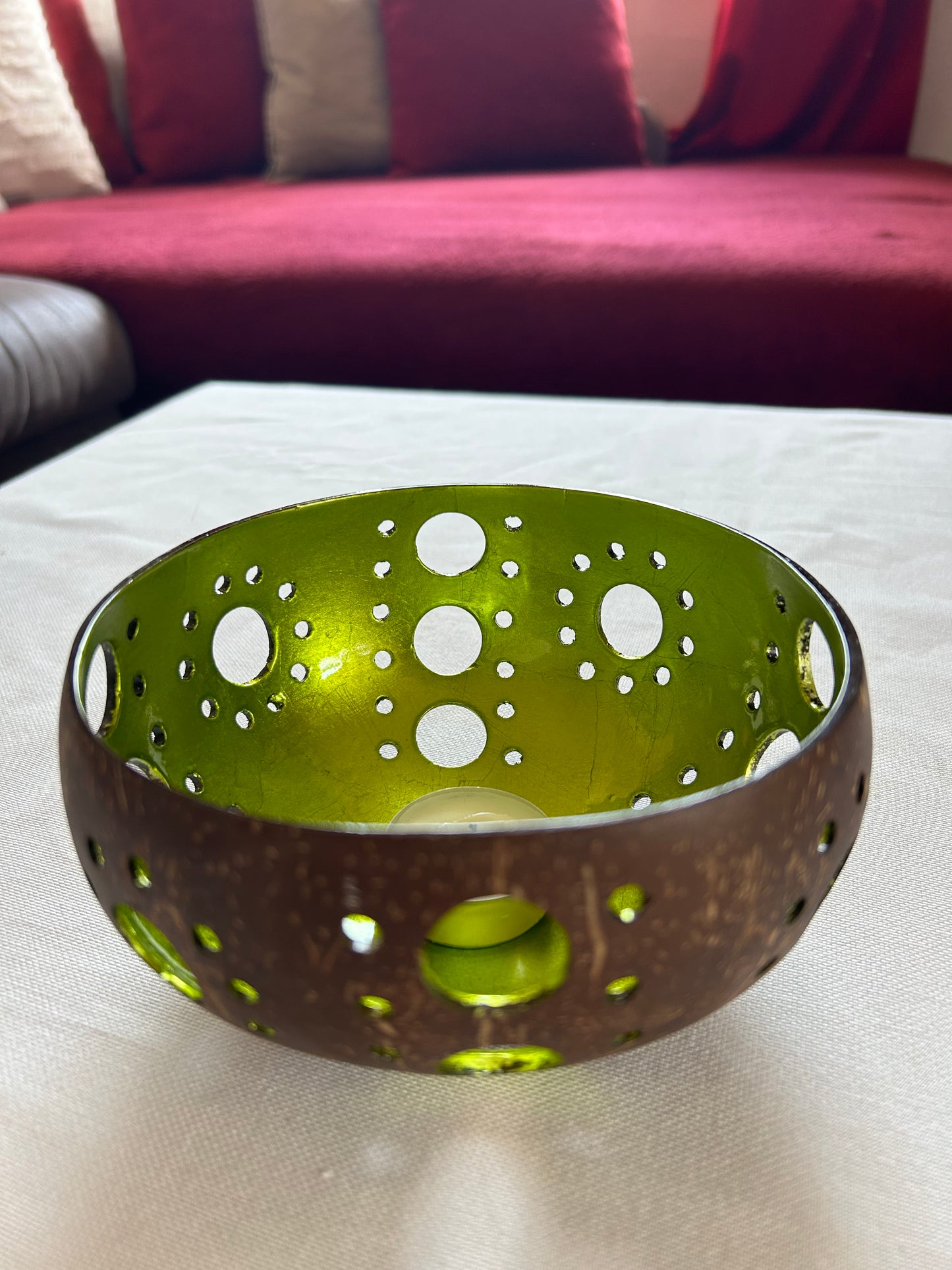 Kokosnuss-Kerzenhalter Grün