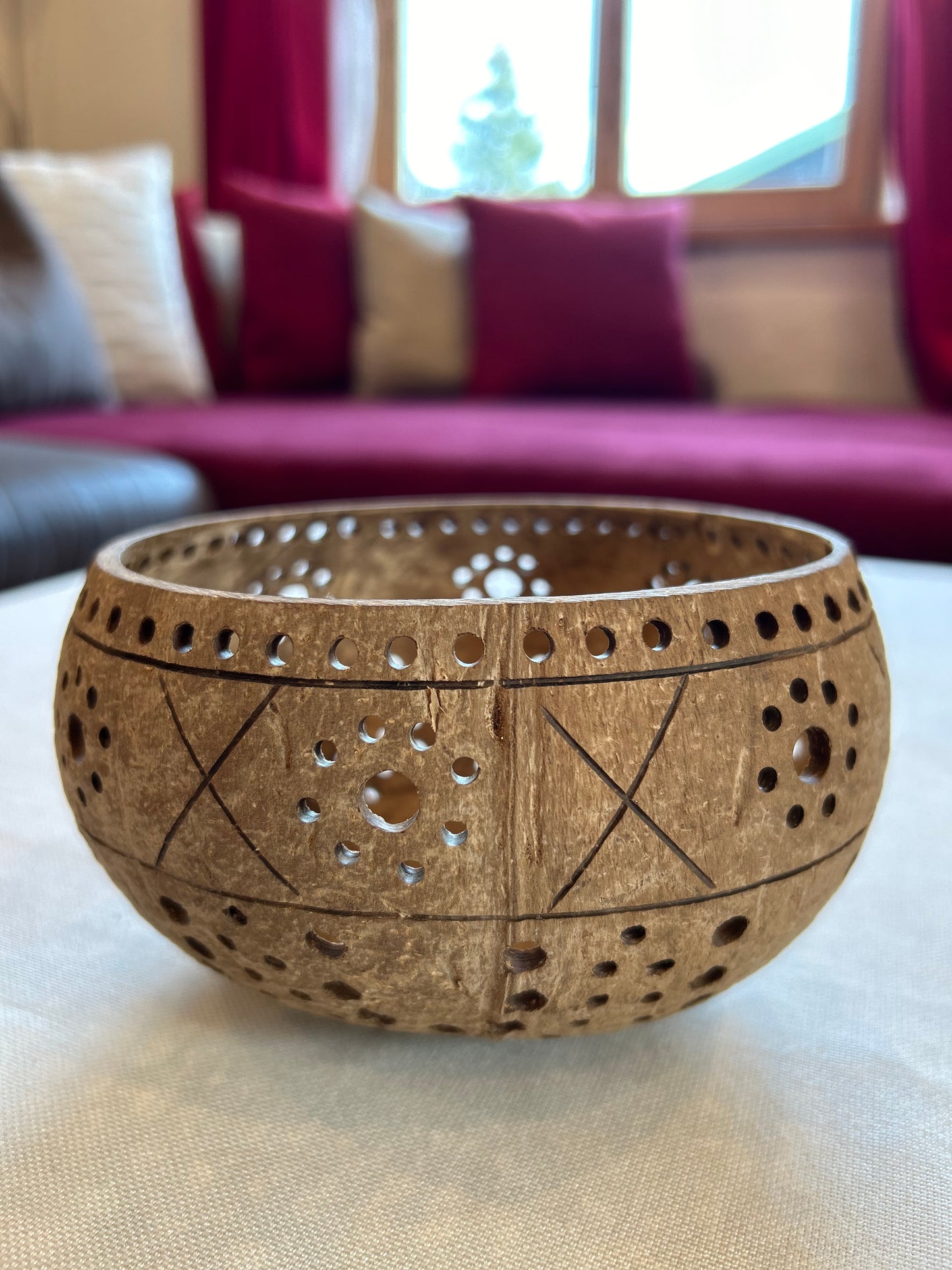 Teelichthalter aus Kokosnuss