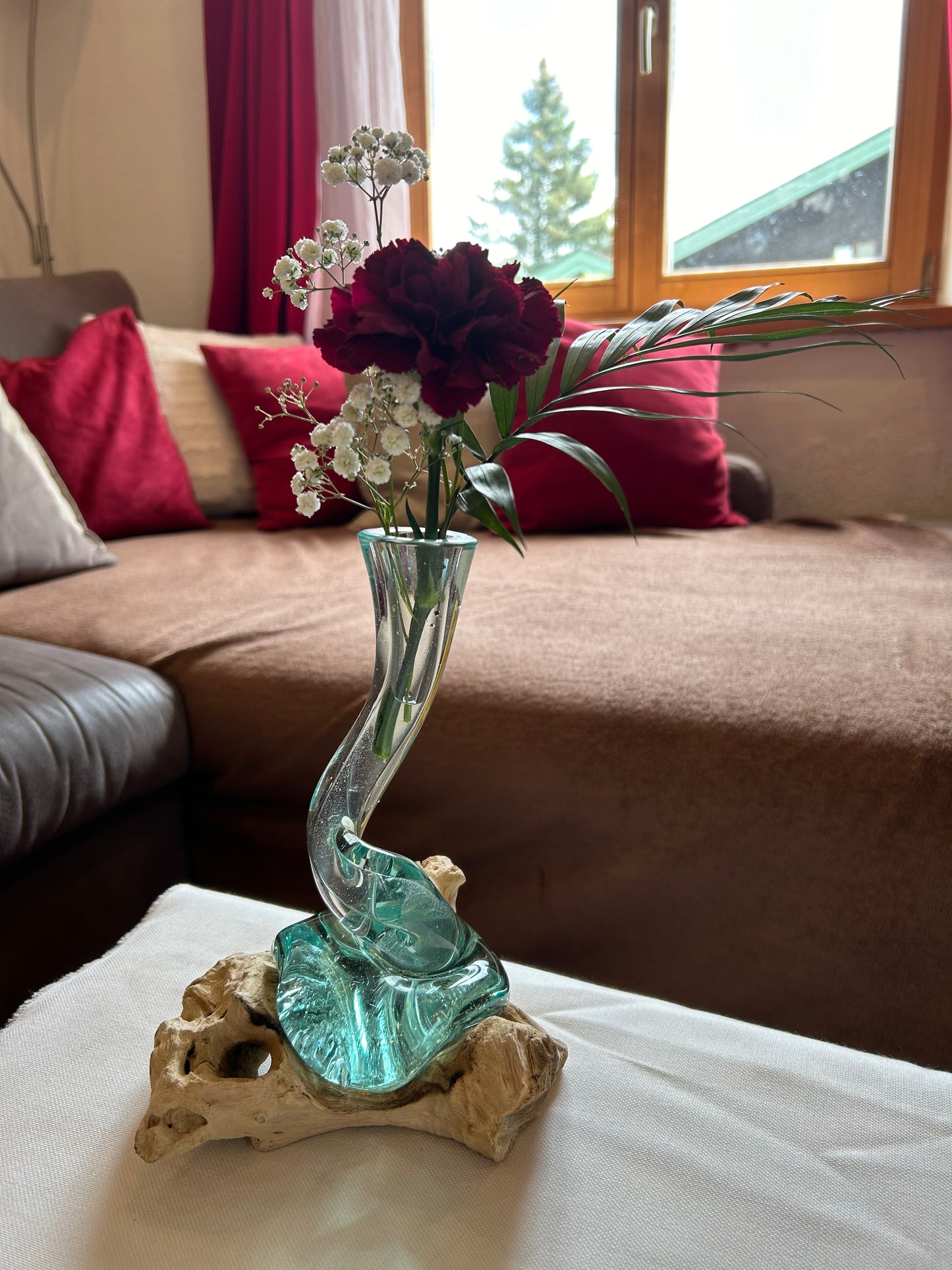 Vase auf Wurzelholz spirale